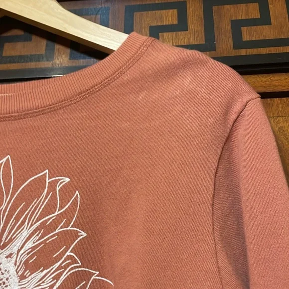 Originality Juniors M Pink Cotton Sunflower Crop Top Long Sleeve Made USA - Picture 9 of 13